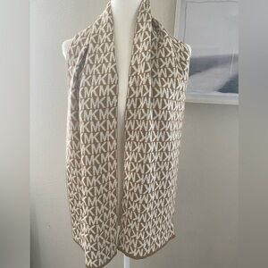 Michael Kors Light Brown White Logos Scarf